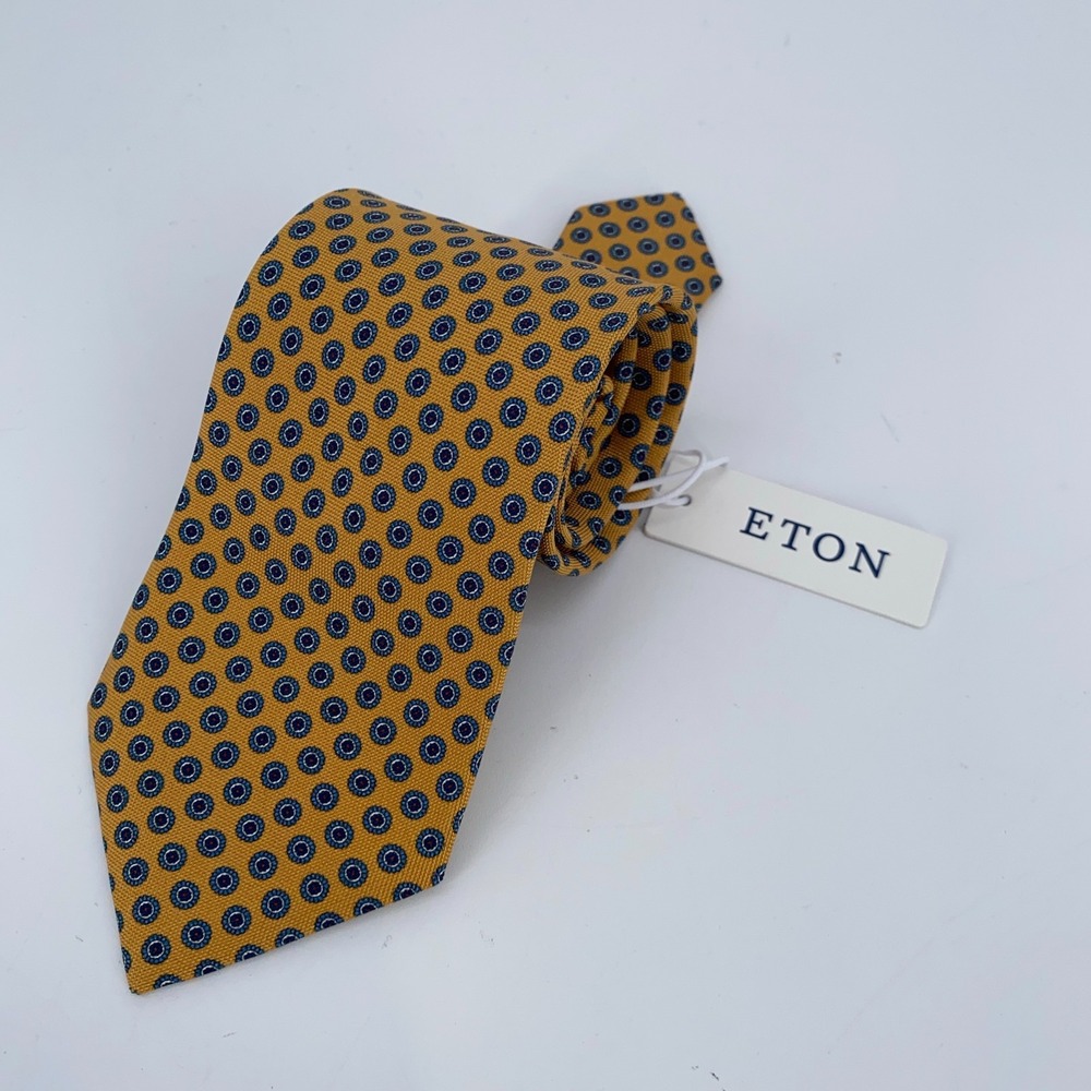 Eton Tie Mens One Size Multi Patterned Silk Classic Fit Necktie Italy Made NWT